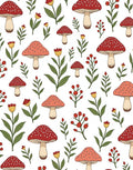 Whimsical Mushroom And Floral Pattern Rug