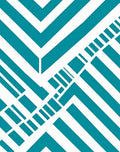 Teal White Geometric Chevron Rug