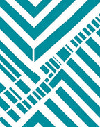 Teal White Geometric Chevron Rug