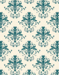 Damask Teal Vintage Floral Pattern Rug