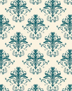 Damask Teal Vintage Floral Pattern Rug