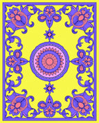 Bright Floral Medallion Border Design Rug