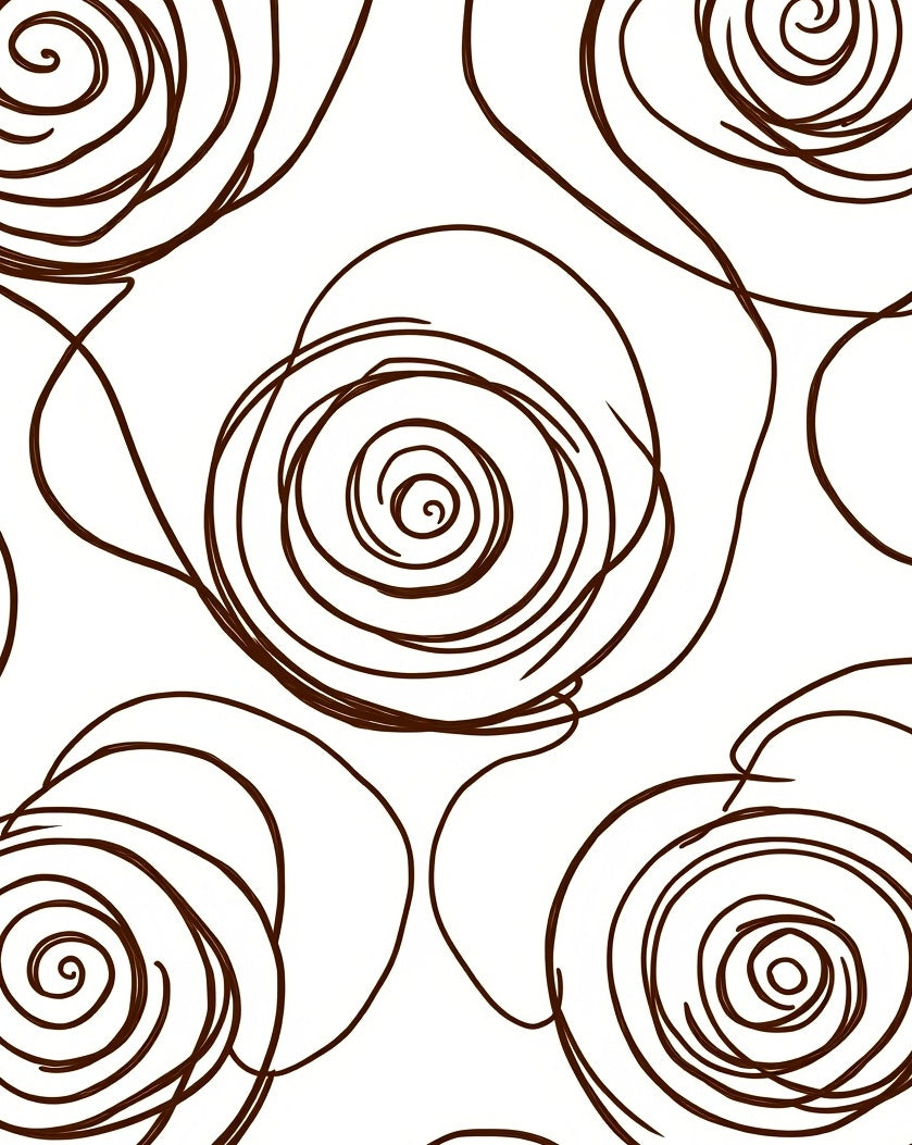 Brown Swirl Floral Abstract Lines Rug