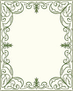 Classic Green Filigree Scroll Border Rug