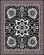 Black Floral Intricate Medallion Pattern Rug