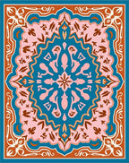 Ornate Geometric Floral Design Rug