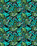 Fluid Black Green Teal Abstract Pattern Rug