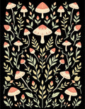 Whimsical Mushroom Leaf Pattern Rug
