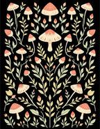 Whimsical Mushroom Leaf Pattern Rug