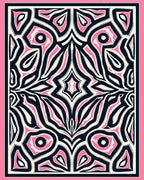 Bold Pink Black Abstract Swirl Design Rug