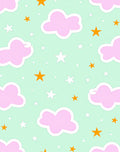 Pink Clouds And 3 Color Stars Rug