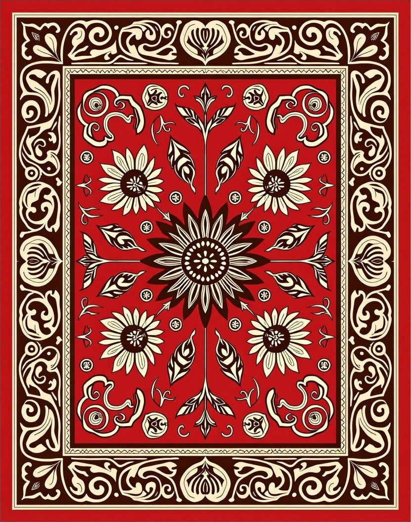 Bold Floral Red Patterned Rug