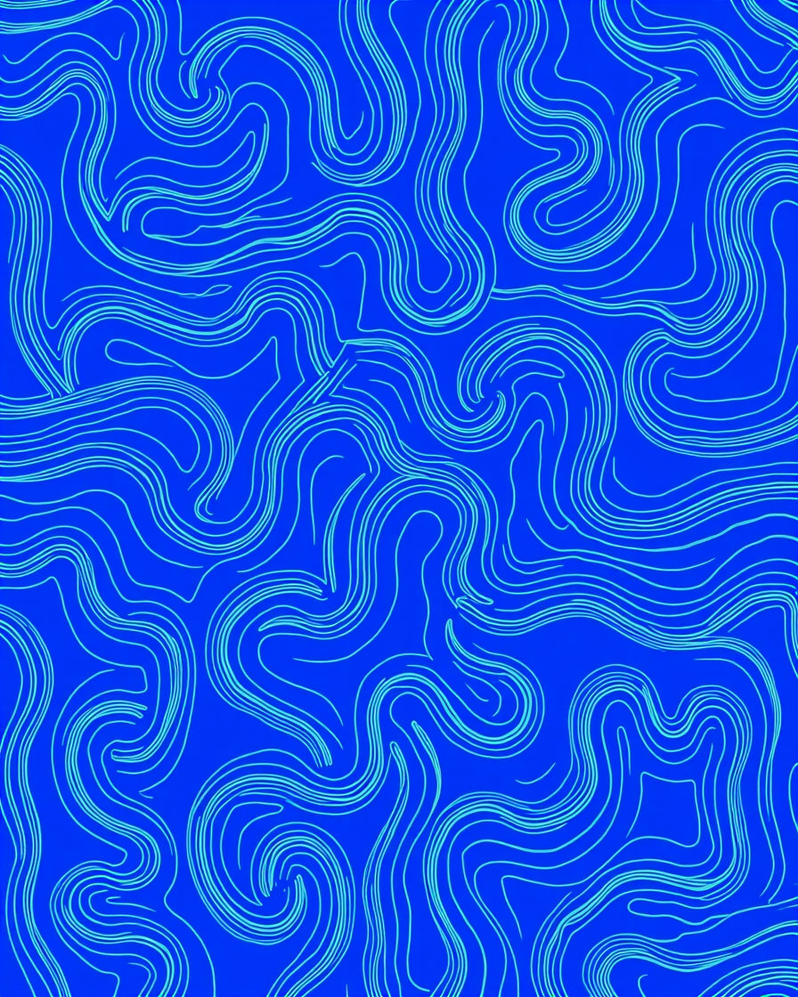 Abstract Blue Swirl Lines Pattern Rug
