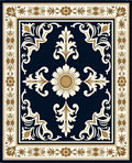 Classic Floral Medallion Navy Rug