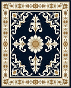 Classic Floral Medallion Navy Rug