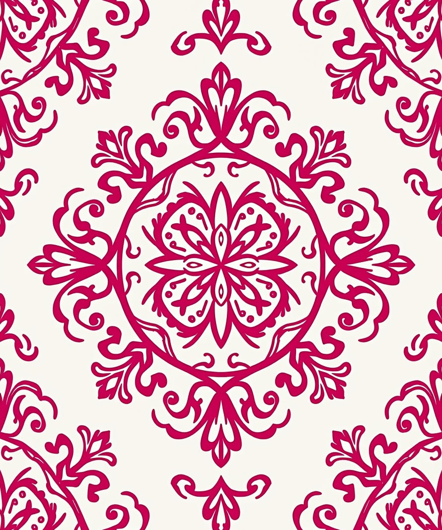 Fuchsia Floral Medallion Pattern Rug