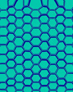 Modern Teal And Blue Hexagonal Pattern Rug