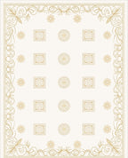 Ornate Golden Medallion Square Pattern Rug