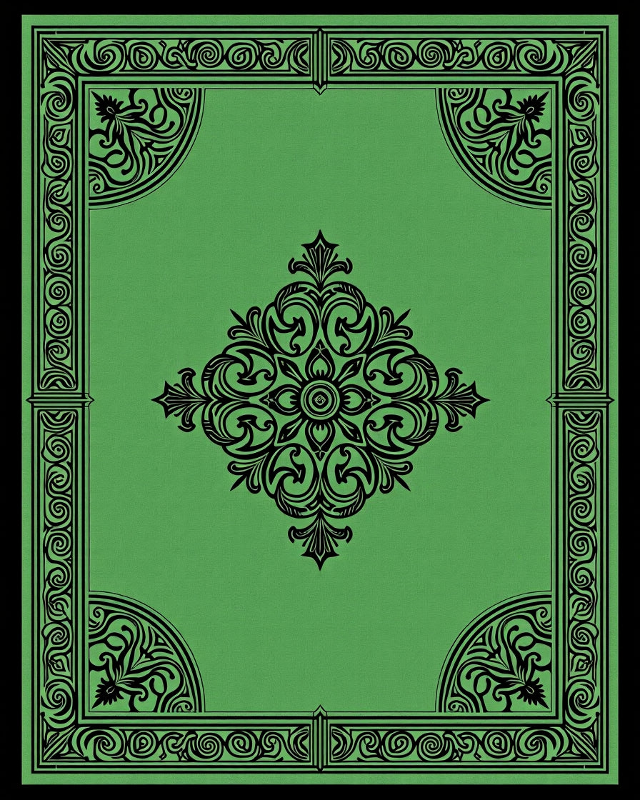 Rich Emerald Green Floral Scroll Rug