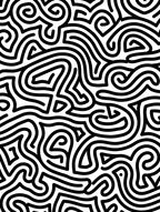 Abstract Black Swirl Line Pattern Rug