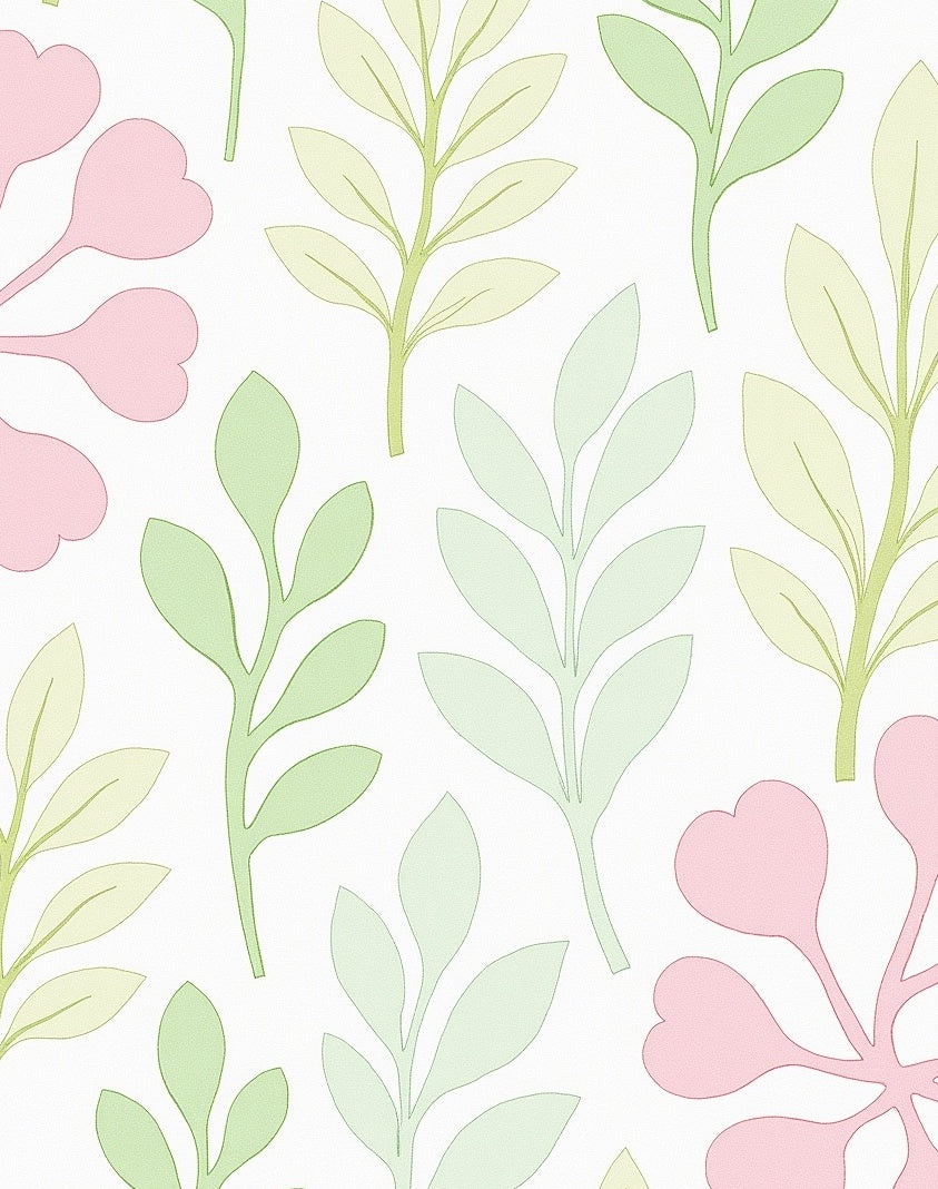 Soft Pastel Leafy Branches Pattern Rug