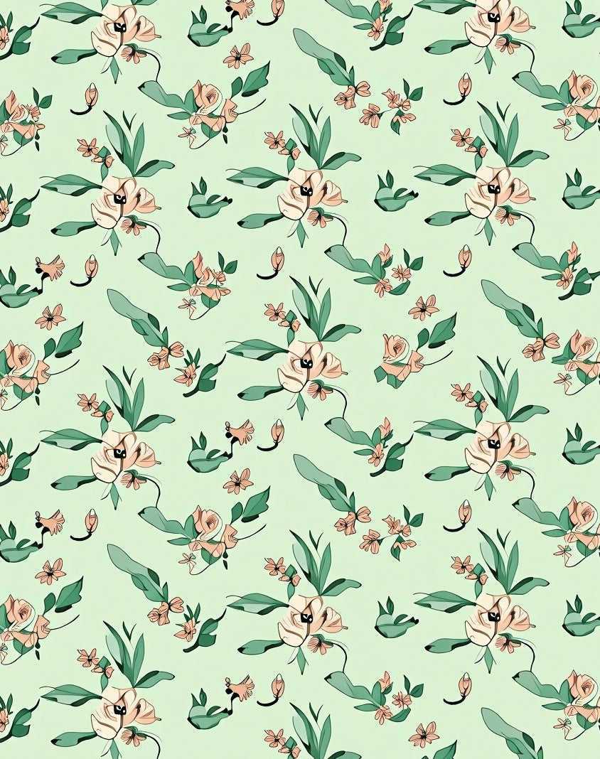 Pastel Floral Botanical Pattern Rug