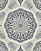Black Cream Intricate Mandala Pattern Rug