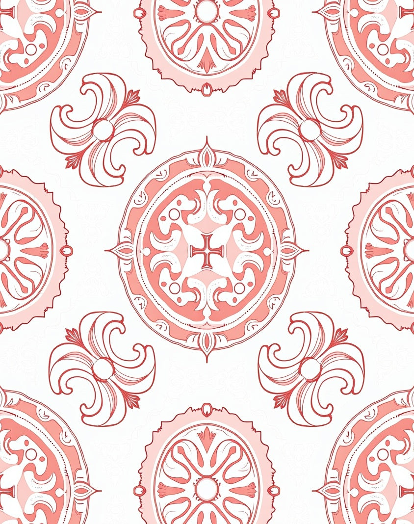 Coral Medallion Floral Pattern Rug