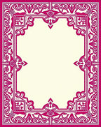 Ornate Pink Floral Border Design Rug