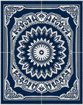 Deep Blue White Intricate Mandala Pattern Rug