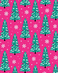 Teal Christmas Trees Snowflake Pink Rug