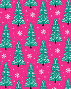 Teal Christmas Trees Snowflake Pink Rug