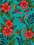 Tropical Hummingbird And Floral Pattern Rug