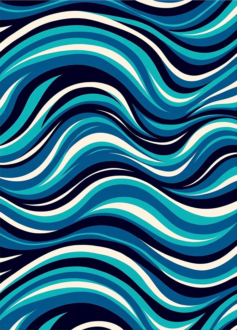 Abstract Blue Wave Style Rug