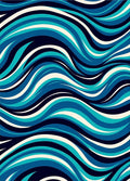 Abstract Blue Wave Style Rug