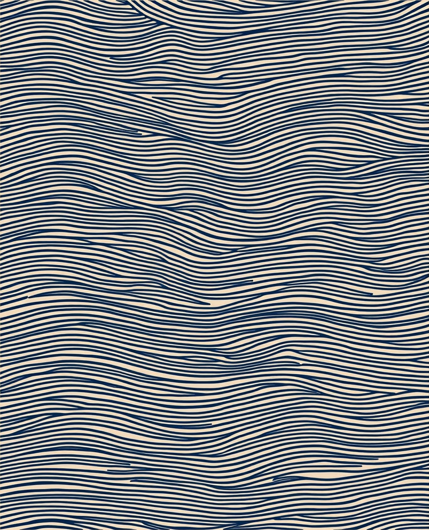 Navy Wavy Lines Pattern Rug