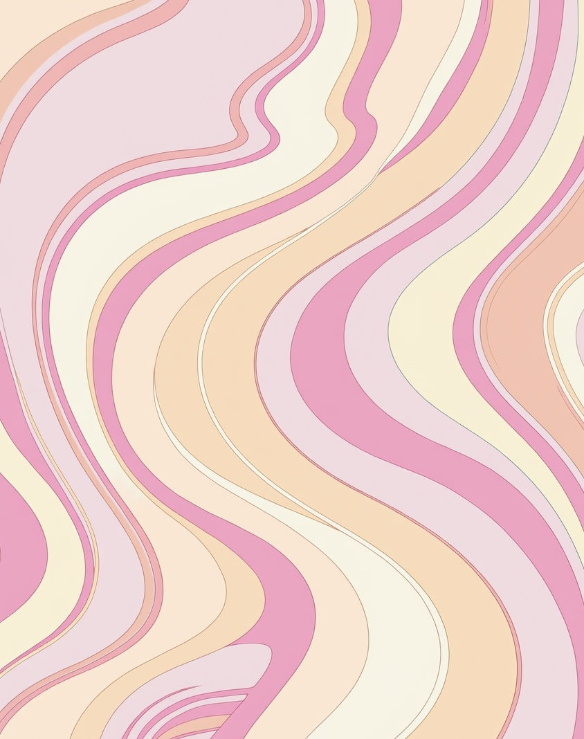 Retro Swirl Pastel Wave Pattern Rug