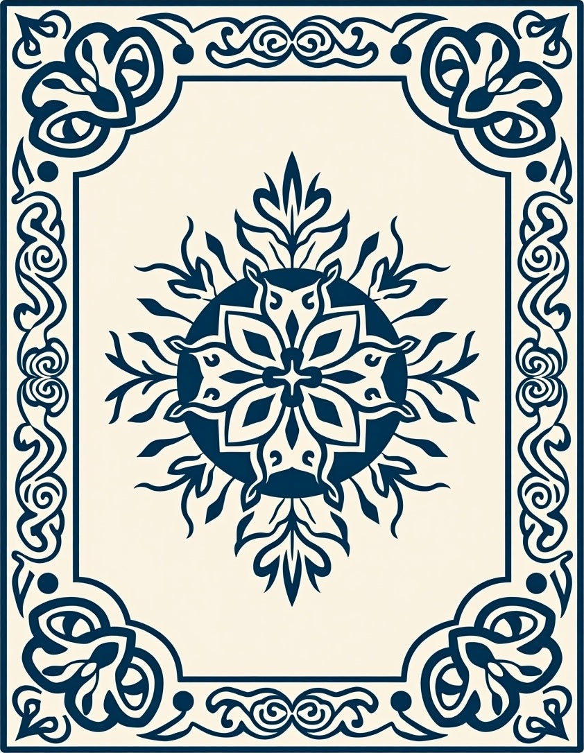 Ornate Floral And Scrollwork Symmetry Rug