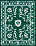 Emerald Snow Flurry Floral Border Rug