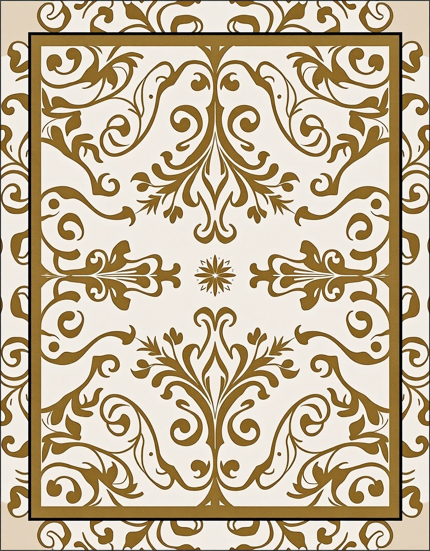 Classic Scrollwork Damask Pattern Rug