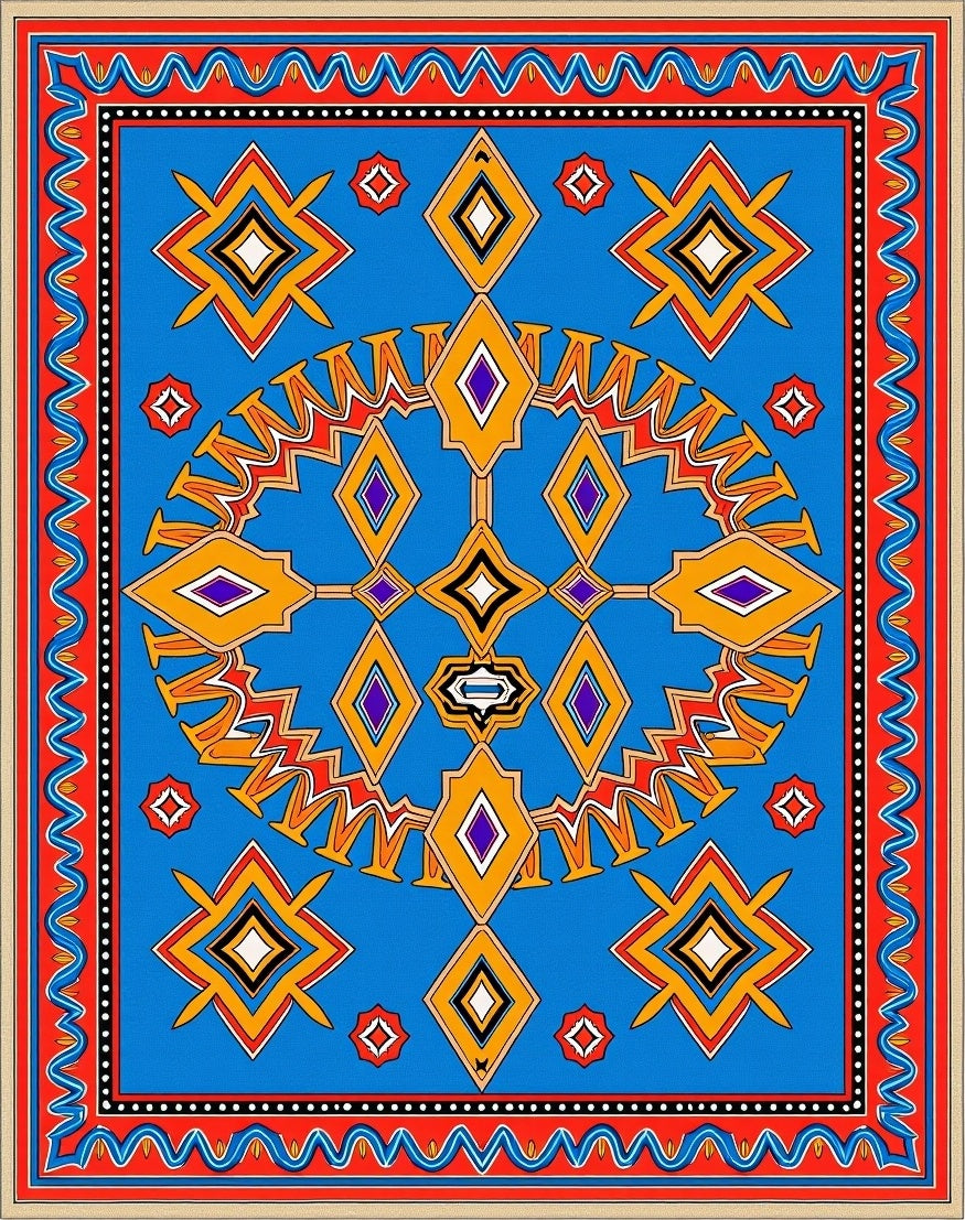 Bold Geometric Diamond Zigzag Pattern Rug