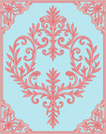 Coral Floral Scroll Patterned Rug