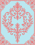 Coral Floral Scroll Patterned Rug