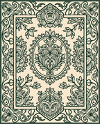 Floral Scrollwork Ornamental Liner Design Rug