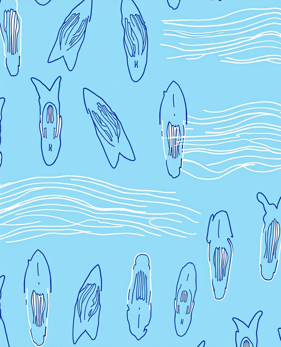 Blue Surfboard Aquatic Pattern Rug