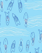 Blue Surfboard Aquatic Pattern Rug