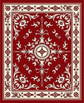 Classic Red Cream Floral Mandala Rug
