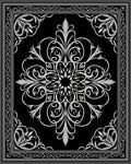 Elegant Black White Floral Scroll Rug