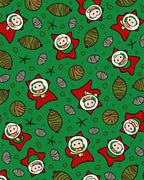 Whimsical Red Star Folk Characters Rug