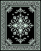 Classic Black White Floral Medallion Rug